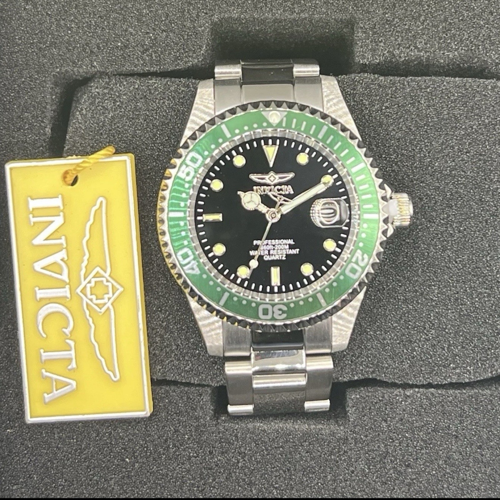 Invicta Pro Diver Mens Watch375mm Steel 48725 Green Bezel New